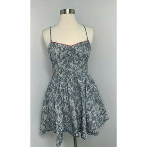 Bethany Mota Womens Mini Dress Spaghetti Straps Size M Blue Coral Cotton Cut Out